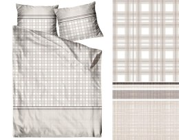 Pościel bawełniana 160x200 Bawaria beżowa kratka Bielbaw Premium