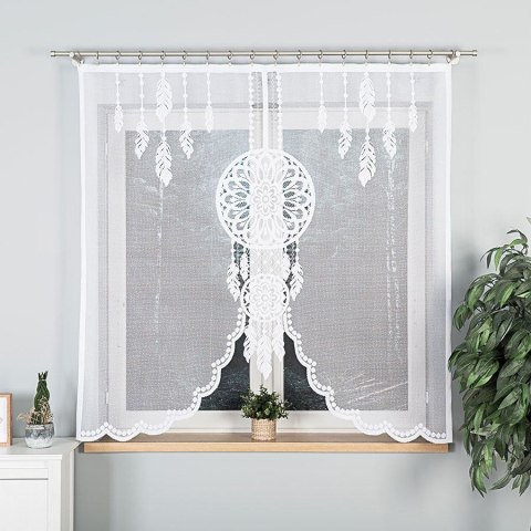 DINA Panel żakardowy gotowy, z motywem łapacza snów, szerokość 160 x wysokość 160, kolor 001 biały 019413/PBL/001/160160/1 DINA Panel żakardowy gotowy, z motywem łapacza snów, szerokość 160 x wysokość 160, kolor 001 biały 019413/PBL/001/160160/1