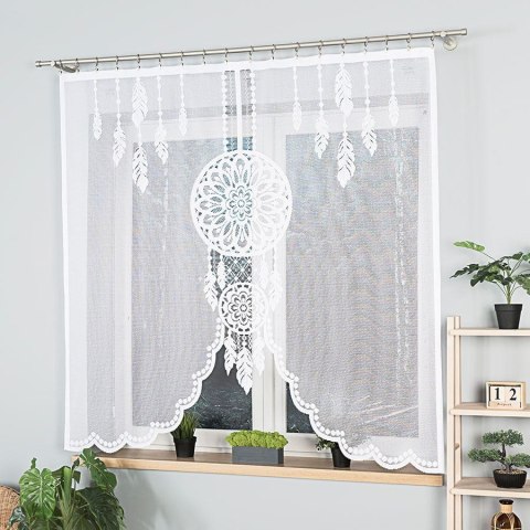 DINA Panel żakardowy gotowy, z motywem łapacza snów, szerokość 160 x wysokość 160, kolor 001 biały 019413/PBL/001/160160/1 DINA Panel żakardowy gotowy, z motywem łapacza snów, szerokość 160 x wysokość 160, kolor 001 biały 019413/PBL/001/160160/1