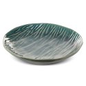 Patera ceramiczna 25x5 Rea zielona beżowa w prążki dekoracyjna Eurofirany Patera ceramiczna 25x5 Rea zielona beżowa w prążki dekoracyjna Eurofirany