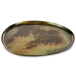 Patera ceramiczna 33x28x2 Ruth brązowa zielona dekoracyjna Eurofirany