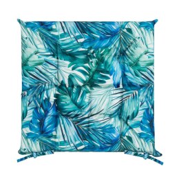 Poduszka siedzisko 40x40x5 Garden turkusowa liście ogrodowa wodoodporna Eurofirany
