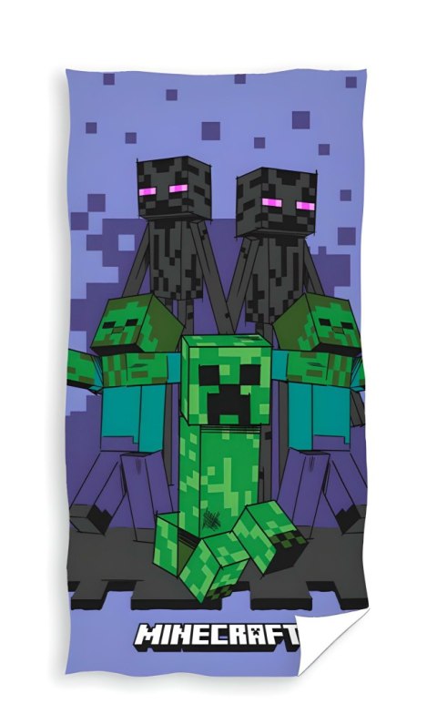 Ręcznik dziecięcy 70x140 Minecraft plażowy fioletowy bawełniany C24 Ręcznik dziecięcy 70x140 Minecraft plażowy fioletowy bawełniany C24