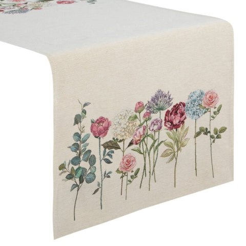 Obrus bieżnik 50x110 gobelinowy kremowy różowy kwiaty Eurofirany Obrus bieżnik 50x110 gobelinowy kremowy różowy kwiaty Eurofirany