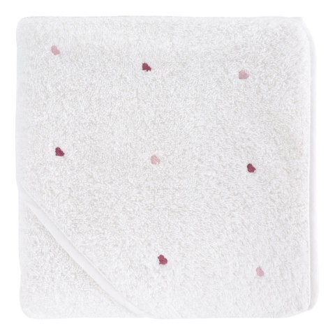 Okrycie kąpielowe 100x100 Baby 56 biały różowy serca ręcznik z kapturkiem 400g/m2 Eurofirany Okrycie kąpielowe 100x100 Baby 56 biały różowy serca ręcznik z kapturkiem 400g/m2 Eurofirany