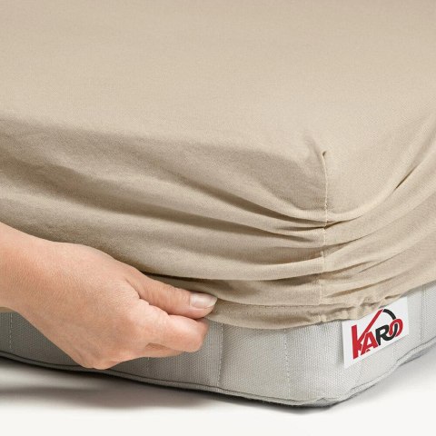 Prześcieradło jersey z gumką 140x200 beżowe cappuccino 076 grube 150g/m2 KARO Prześcieradło jersey z gumką 140x200 beżowe cappuccino 076 grube 150g/m2 KARO