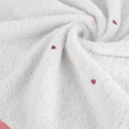 Ręcznik dziecięcy 70x140 Baby 56 biały różowy serca 480g/m2 Eurofirany