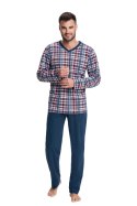 Piżama męska długa w serek 795 rozmiar 2XL granatowa Luna Piżama męska długa w serek 795 rozmiar 2XL granatowa Luna