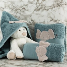 Okrycie kąpielowe 100x100 Baby 59 niebieski Słonik ręcznik z kapturkiem 400g/m2 Eurofirany