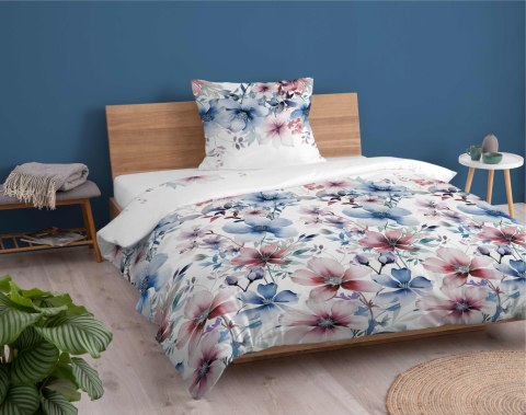 Pościel bawełniana 140x200 biała kolorowa kwiaty z jedną poszewką 4965B Bawełna 84 Pościel bawełniana 140x200 biała kolorowa kwiaty z jedną poszewką 4965B Bawełna 84
