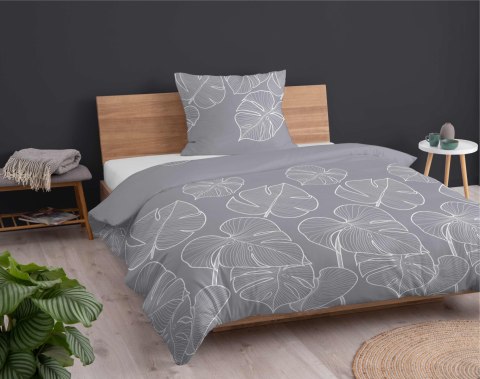 Pościel bawełniana 140x200 szara liście z jedną poszewką 4565D Bawełna 84 Pościel bawełniana 140x200 szara liście z jedną poszewką 4565D Bawełna 84