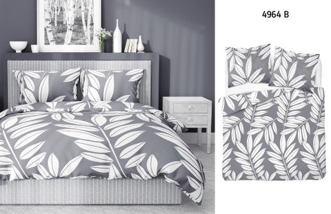 Pościel bawełniana 140x200 szara liście z jedną poszewką 4964B Bawełna 84 Pościel bawełniana 140x200 szara liście z jedną poszewką 4964B Bawełna 84