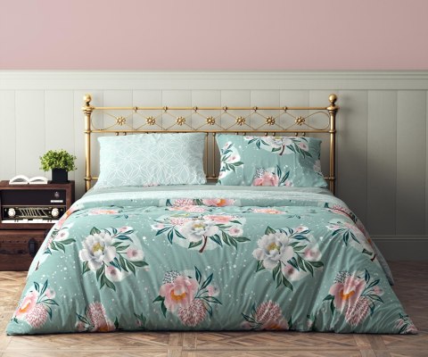 Pościel bawełniana 160x200 Flovery 007 kwiaty miętowa różowa 23 Faro Pościel bawełniana 160x200 Flovery 007 kwiaty miętowa różowa 23 Faro