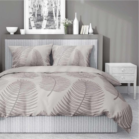 Pościel bawełniana 160x200 beżowa liście 4963B Bawełna 84 Pościel bawełniana 160x200 beżowa liście 4963B Bawełna 84