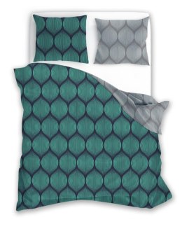 Pościel bawełniana 220x200 Pure 09 geometria zielona szara Faro