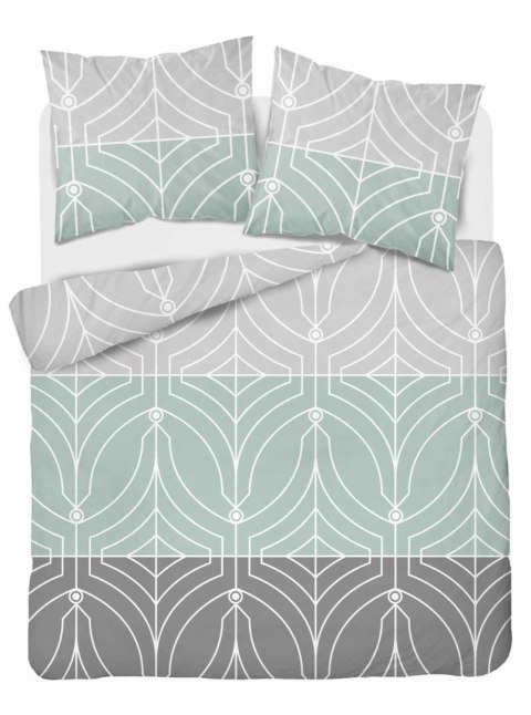 Pościel bawełniana 220x200 miętowa szara geometria 4961A Bawełna 84 Pościel bawełniana 220x200 miętowa szara geometria 4961A Bawełna 84