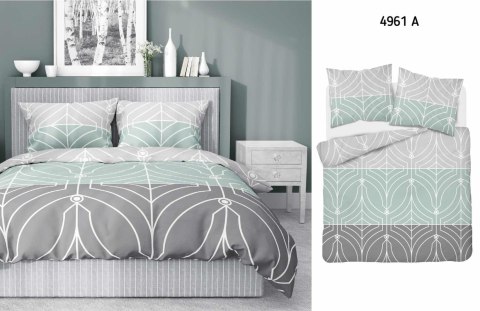 Pościel bawełniana 220x200 miętowa szara geometria 4961A Bawełna 84 Pościel bawełniana 220x200 miętowa szara geometria 4961A Bawełna 84