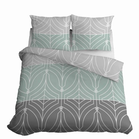 Pościel bawełniana 220x200 miętowa szara geometria 4961A Bawełna 84 Pościel bawełniana 220x200 miętowa szara geometria 4961A Bawełna 84