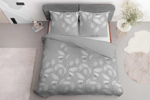Pościel bawełniana 220x200 szara liście 4957B Bawełna 84 Pościel bawełniana 220x200 szara liście 4957B Bawełna 84