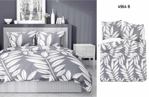 Pościel bawełniana 220x200 szara liście 4964B Bawełna 84 Pościel bawełniana 220x200 szara liście 4964B Bawełna 84