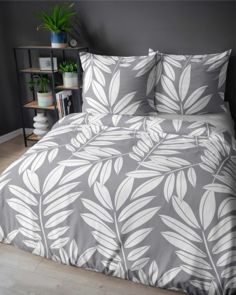 Pościel bawełniana 220x200 szara liście 4964B Bawełna 84 Pościel bawełniana 220x200 szara liście 4964B Bawełna 84