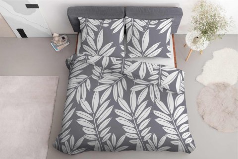 Pościel bawełniana 220x200 szara liście 4964B Bawełna 84 Pościel bawełniana 220x200 szara liście 4964B Bawełna 84