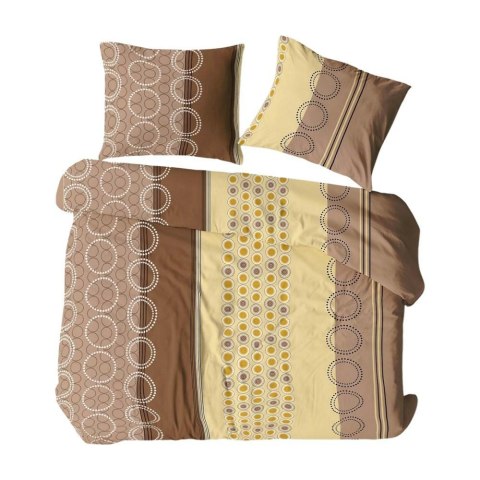 Pościel flanelowa 140x200 1237N brązowa kremowa paski ornamentna Flanela Komfort zapinana na guziki Pościel flanelowa 140x200 1237N brązowa kremowa paski ornamentna Flanela Komfort zapinana na guziki