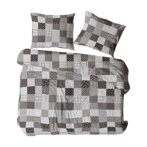 Pościel flanelowa 140x200 1599N szara brązowa kratka Flanela Komfort zapinana na guziki Pościel flanelowa 140x200 1599N szara brązowa kratka Flanela Komfort zapinana na guziki