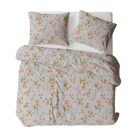 Pościel flanelowa 140x200 1721N szara zielona pomarańczowa kwiaty Flanela Komfort zapinana na guziki Pościel flanelowa 140x200 1721N szara zielona pomarańczowa kwiaty Flanela Komfort zapinana na guziki