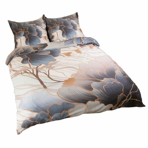 Pościel satynowa 140x200 Kwiaty szara beżowa 12405 SATYNLOVE PREMIUM Pościel satynowa 140x200 Kwiaty szara beżowa 12405 SATYNLOVE PREMIUM