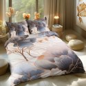 Pościel satynowa 140x200 Kwiaty szara beżowa 12405 SATYNLOVE PREMIUM Pościel satynowa 140x200 Kwiaty szara beżowa 12405 SATYNLOVE PREMIUM