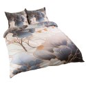 Pościel satynowa 140x200 Kwiaty szara beżowa 12405 SATYNLOVE PREMIUM Pościel satynowa 140x200 Kwiaty szara beżowa 12405 SATYNLOVE PREMIUM