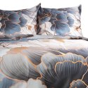 Pościel satynowa 160x200 Kwiaty szara beżowa 12405 SATYNLOVE PREMIUM