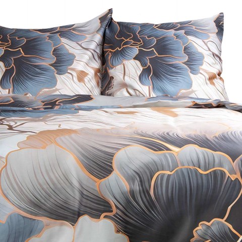 Pościel satynowa 160x200 Kwiaty szara beżowa 12405 SATYNLOVE PREMIUM Pościel satynowa 160x200 Kwiaty szara beżowa 12405 SATYNLOVE PREMIUM