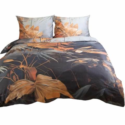 Pościel satynowa 220x200 Liście szara ruda 12402 SATYNLOVE PREMIUM Pościel satynowa 220x200 Liście szara ruda 12402 SATYNLOVE PREMIUM