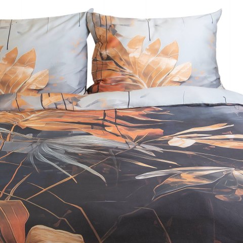 Pościel satynowa 220x200 Liście szara ruda 12402 SATYNLOVE PREMIUM Pościel satynowa 220x200 Liście szara ruda 12402 SATYNLOVE PREMIUM