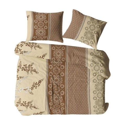 Pościel z kory 160x200 beżowa brązowa kremowa liście paski ornamenty 1444N Bielawa KARO Pościel z kory 160x200 beżowa brązowa kremowa liście paski ornamenty 1444N Bielawa KARO
