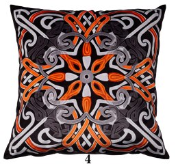 Poszewka dekoracyjna 40x40 Druk 4 Ornamenty szara pomarańczowa welurowa Faro