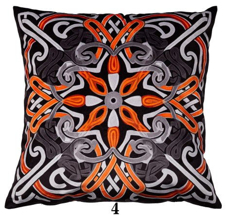Poszewka dekoracyjna 40x40 Druk 4 Ornamenty szara pomarańczowa welurowa Faro Poszewka dekoracyjna 40x40 Druk 4 Ornamenty szara pomarańczowa welurowa Faro