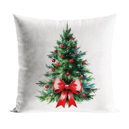 Poszewka świąteczna 40x40 Choinka z kokardą wielokolorowa PBN285/POP/009/040040/1
