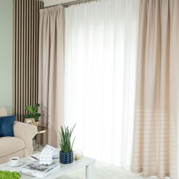 JODEŁKA Zasłona gotowa na taśmie, szerokość 140cm x wysokość 250cm, kolor 003 jasny beżowy 724330/ZGT/003/140250/1