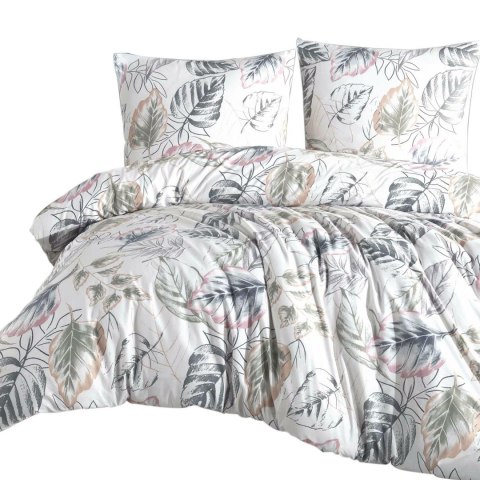 Pościel flanelowa 140x200 31505/1 biała wielokolorowa liście z jedną poszewką Flanelove Pościel flanelowa 140x200 31505/1 biała wielokolorowa liście z jedną poszewką Flanelove