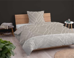 Pościel flanelowa 140x200 beżowa geometria z jedną poszewką 4947 B Flanela 2024