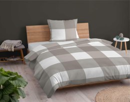 Pościel flanelowa 140x200 beżowa kratka z jedną poszewką 4944 B Flanela 2024