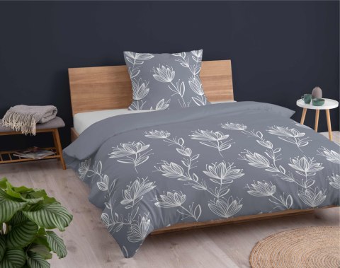Pościel flanelowa 140x200 szara kwiaty z jedną poszewką 4946 B Flanela 2024 Pościel flanelowa 140x200 szara kwiaty z jedną poszewką 4946 B Flanela 2024