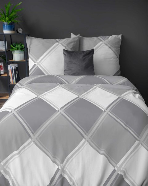 Pościel flanelowa 160x200 szara kratka 4955 A Flanela 2024 Pościel flanelowa 160x200 szara kratka 4955 A Flanela 2024