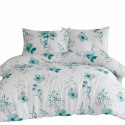 Pościel flanelowa 180x200 31504/1 biała turkusowa kwiaty liście Flanelove Pościel flanelowa 180x200 31504/1 biała turkusowa kwiaty liście Flanelove