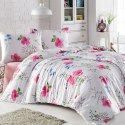Pościel flanelowa 180x200 31504/2 biała różowa kwiaty liście Flanelove Pościel flanelowa 180x200 31504/2 biała różowa kwiaty liście Flanelove