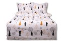 Pościel flanelowa 220x200 F-87 biała czarna pomarańczowa choinki bombki Matex Pościel flanelowa 220x200 F-87 biała czarna pomarańczowa choinki bombki Matex
