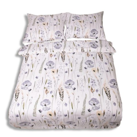 Pościel flanelowa 220x200 F-90 biała niebieska zielona kwiaty liście Matex Pościel flanelowa 220x200 F-90 biała niebieska zielona kwiaty liście Matex
